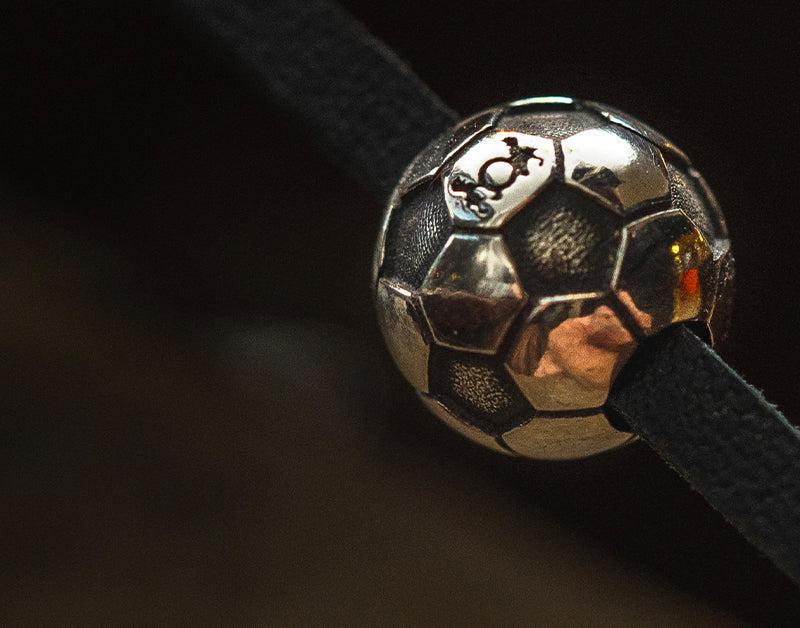 Trollbeads silver Football passion bead on leather 
