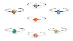 Twinkle beads on silver bangles