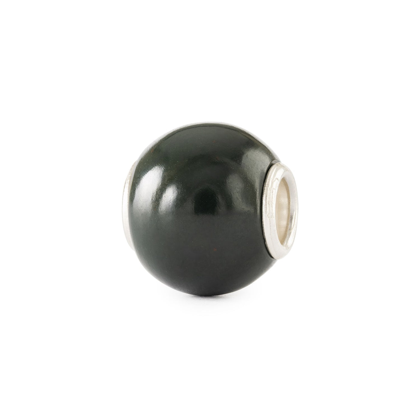 Žaliasis chalcedonas, apvalus akmens karoliukas