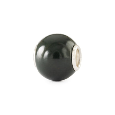 Žaliasis chalcedonas, apvalus akmens karoliukas