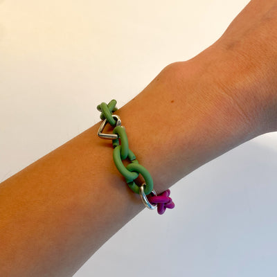 X Jewellery apyrankė "Meilė viduje", šviesiai žalia - rožinė