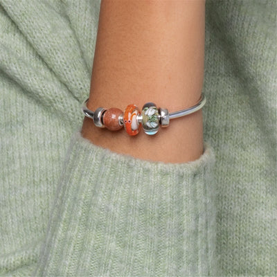 Sidabro „Bangle“ Apyrankė su Dviem Sidabro „Stabdžiukais“