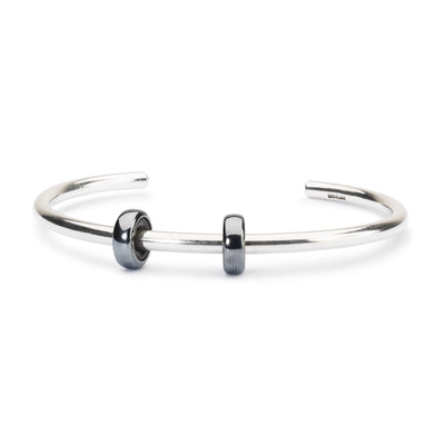 Sidabro „Bangle“ Apyrankė su Dviem Oksiduoto Sidabro „Stabdžiukais“