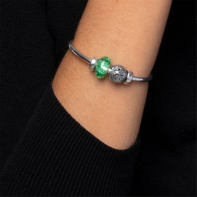 Sidabro „Bangle“ Apyrankė su Dviem Sidabro „Stabdžiukais“